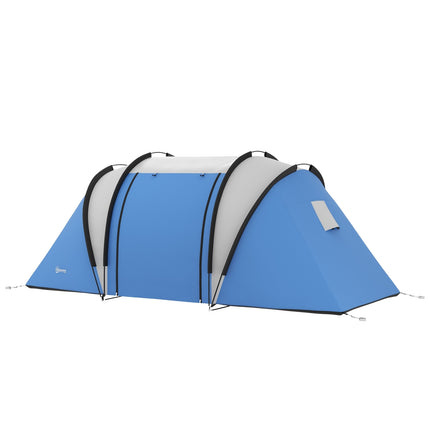 Tente de camping pour 4-5 personnes, tente familiale légère et hydrofuge avec fenêtres latérales à 3 pièces, tente avec colonne d'eau de 3000 mm, tente tunnel, tente dôme pour camping, voyage, jardin