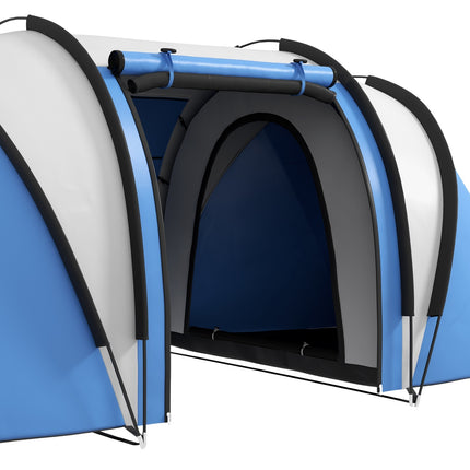 Tente de camping pour 4-5 personnes, tente familiale légère et hydrofuge avec fenêtres latérales à 3 pièces, tente avec colonne d'eau de 3000 mm, tente tunnel, tente dôme pour camping, voyage, jardin