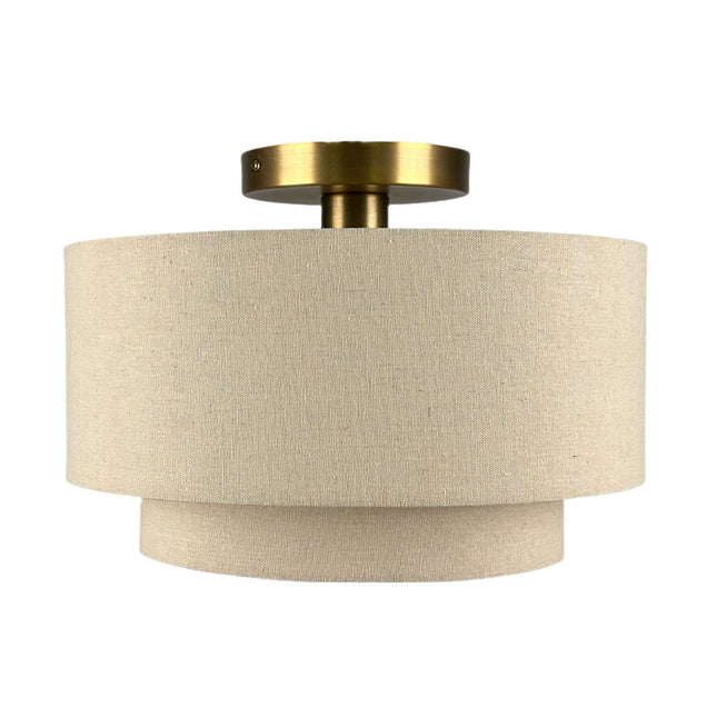 Deckenleuchte Leinen, Beige Bronze, 24x35 cm