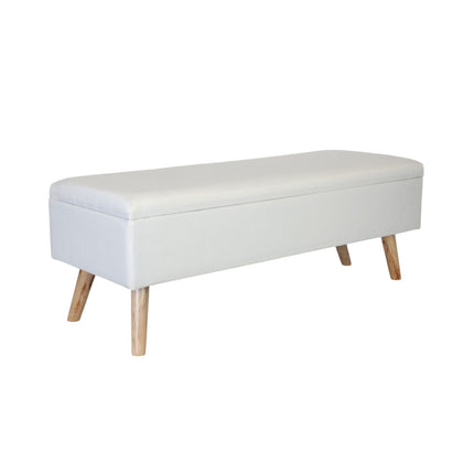Linen Storage Bench with Wooden Legs – Upholstered Seat