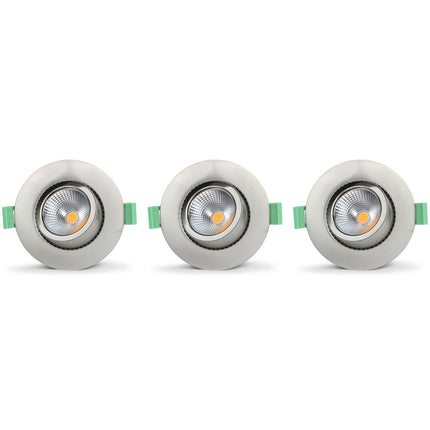 Spot encastré Lisa à intensité variable 3000 K 600 lm IP65, lot de 3, acier brossé