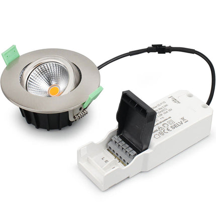 Spot encastré Lisa à intensité variable 3000 K 600 lm IP65, lot de 3, acier brossé