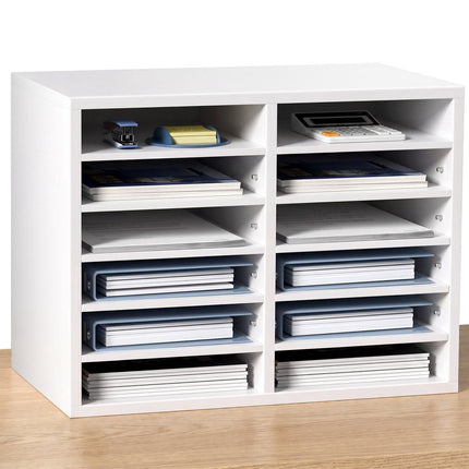 Literature Organizer, 12 Compartments, Adjustable Shelves