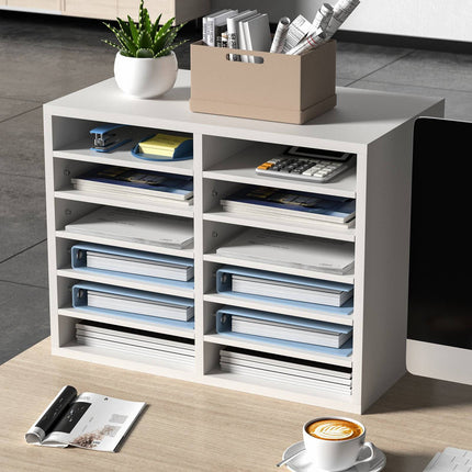 Literature Organizer, 12 Compartments, Adjustable Shelves