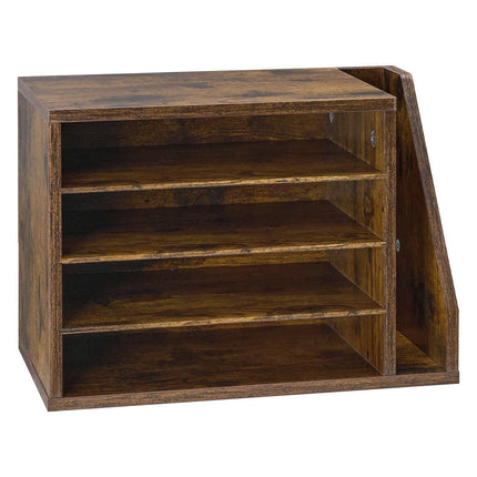 Literature Organizer, 4-Compartment MDF Mail Sorter, Brown