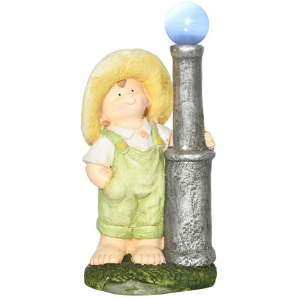 Gartendekoration „Kleiner Junge mit Laterne“ mit Solar-LED-Licht, 56 cm