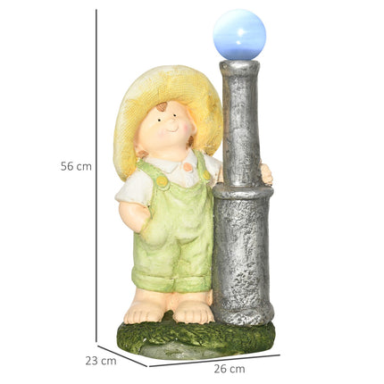 Gartendekoration „Kleiner Junge mit Laterne“ mit Solar-LED-Licht, 56 cm