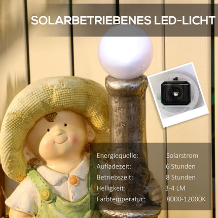Gartendekoration „Kleiner Junge mit Laterne“ mit Solar-LED-Licht, 56 cm