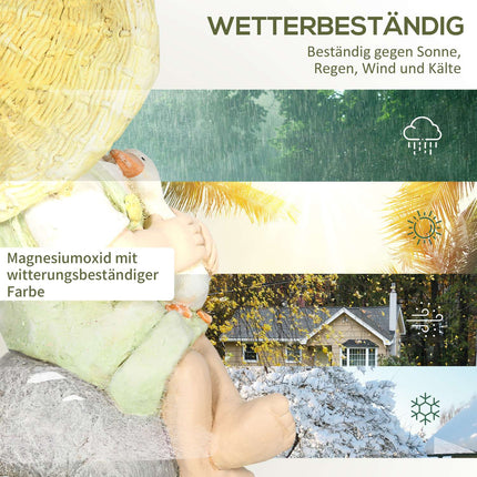 Wetterfeste 43cm Strohhut Junge Gartenstatue Dekoration