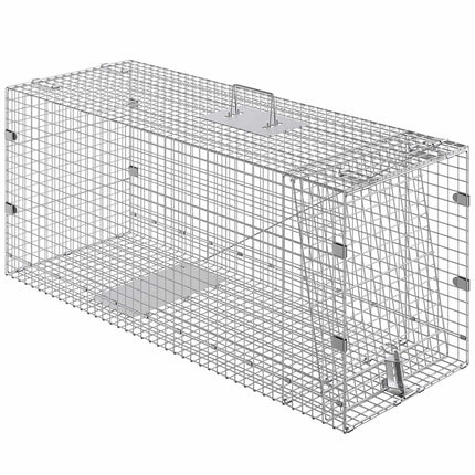 Live Animal Cage Trap, 50 x 20 x 26 in, Galvanized, With Handle