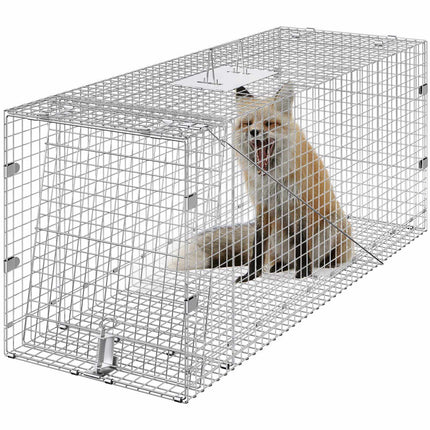 Live Animal Cage Trap, 50 x 20 x 26 in, Galvanized, With Handle