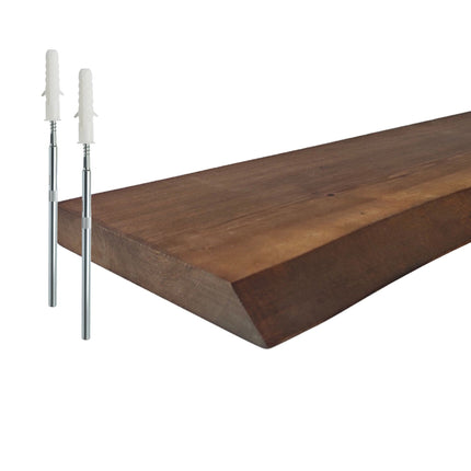 Regal aus Massivholz mit Baumkante – Rustikales, schwebendes Design