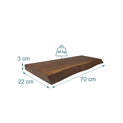 Regal aus Massivholz mit Baumkante – Rustikales, schwebendes Design