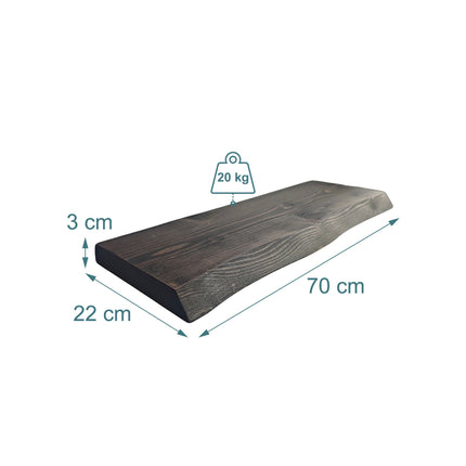 Regal aus Massivholz mit Baumkante – Rustikales, schwebendes Design