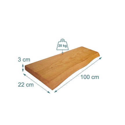 Live Edge Solid Wood Shelf – Rustic Floating Design
