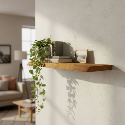 Live Edge Solid Wood Shelf – Rustic Floating Design