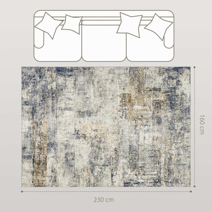 Wohnzimmerteppich, Polyester, modernes Kunstmuster, waschbar, Grau