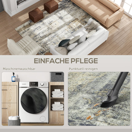 Wohnzimmerteppich, Polyester, modernes Kunstmuster, waschbar, Grau