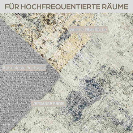 Wohnzimmerteppich, Polyester, modernes Kunstmuster, waschbar, Grau