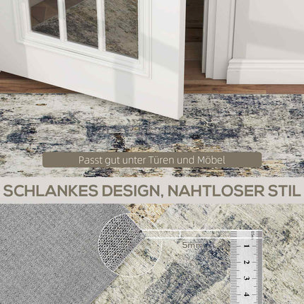 Wohnzimmerteppich, Polyester, modernes Kunstmuster, waschbar, Grau
