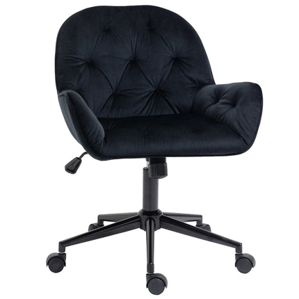 Height-adjustable Black Velvet Swivel Desk chair