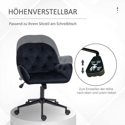 Height-adjustable Black Velvet Swivel Desk chair