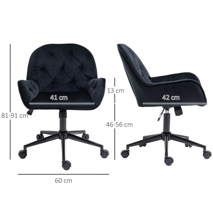 Height-adjustable Black Velvet Swivel Desk chair