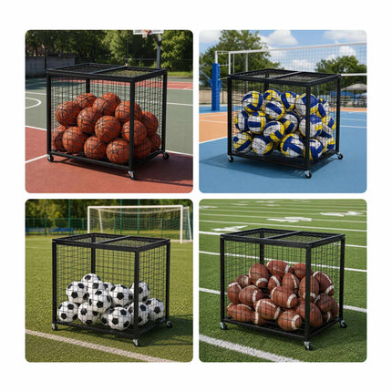 Lockable Black Metal Ball Cage with Wheels