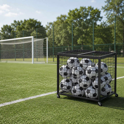Lockable Black Metal Ball Cage with Wheels