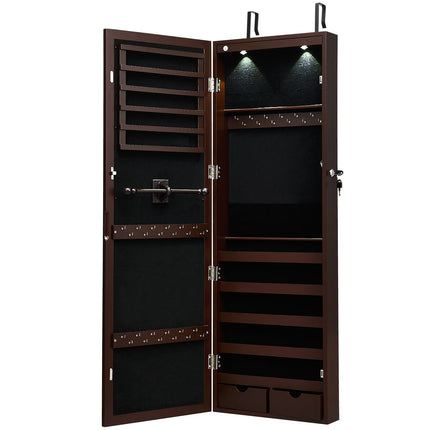 Lockable LED Jewelry Cabinet with Full-Length Mirror
