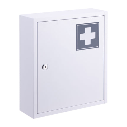 Lockable Medicine Cabinet, 3 Compartments, Wall-Mount