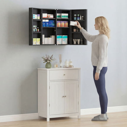 Lockable Medicine Cabinet, 6 Shelves, Black Steel
