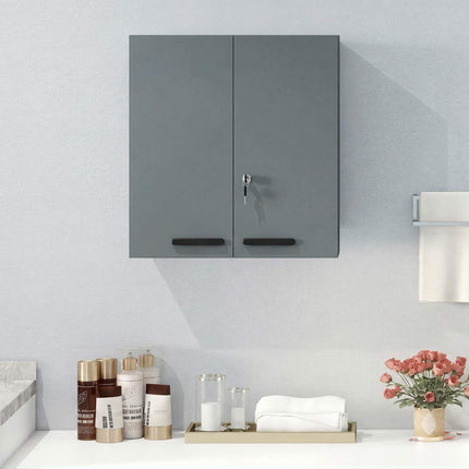Lockable Medicine Cabinet, 6 Shelves, Charcoal Gray Steel