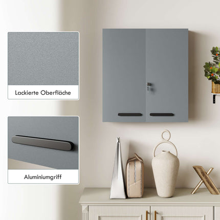 Lockable Medicine Cabinet, 6 Shelves, Charcoal Gray Steel