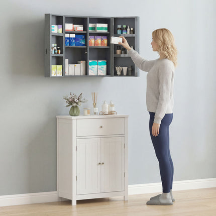 Lockable Medicine Cabinet, 6 Shelves, Charcoal Gray Steel