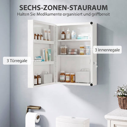 Lockable Medicine Cabinet, 6 Shelves, Steel, Wall-Mounted