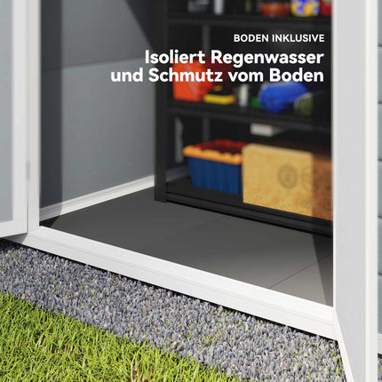 Abschließbarer Metall-Gartenschuppen, Doppeltür, Fenster, 1,80 x 1,30 x 2,10 m