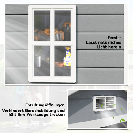 Abschließbarer Metall-Gartenschuppen, Doppeltür, Fenster, 1,80 x 1,30 x 2,10 m
