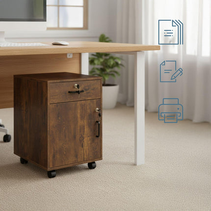 Lockable Mobile Desk Pedestal with Drawer and Compartment