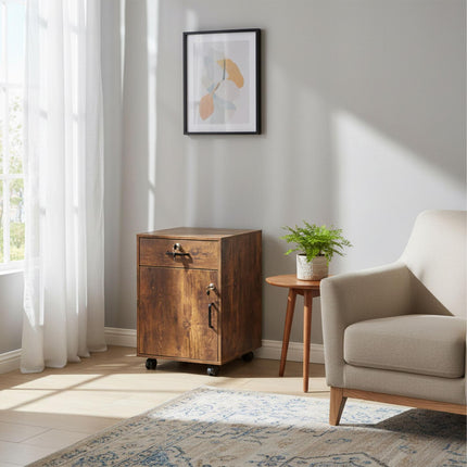 Lockable Mobile Desk Pedestal with Drawer and Compartment