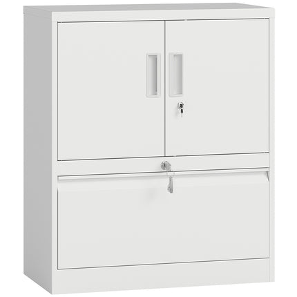 Lockable Steel Office Cabinet, Adjustable Shelves, White