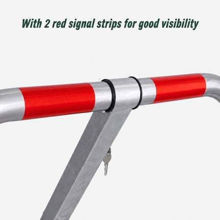 Lockable Steel Parking Barrier, Foldable, Silver/Red