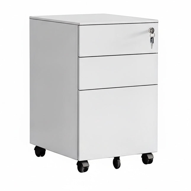 Lockable Steel Rolling File Cabinet, 3 Drawers