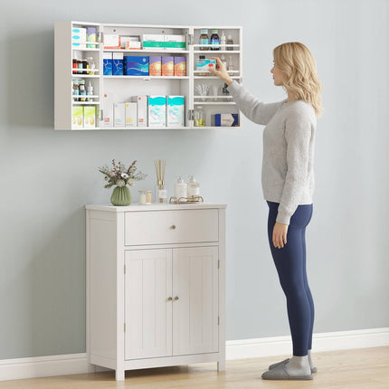 Abschließbarer Medizinschrank zur Wandmontage, 11 Fächer, Weiß