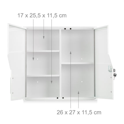 Lockable medicine cabinet with cross