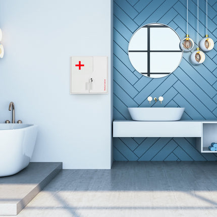 Lockable medicine cabinet with cross