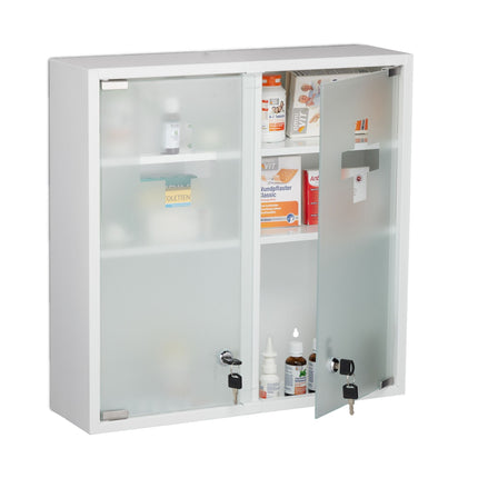 Lockable medicine cabinet with double doors