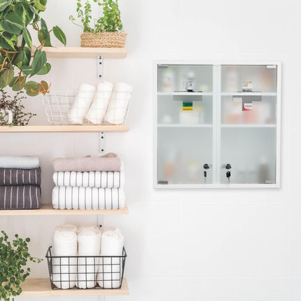 Lockable medicine cabinet with double doors