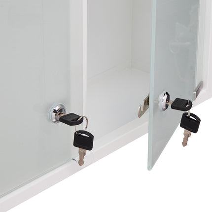 Lockable medicine cabinet with double doors