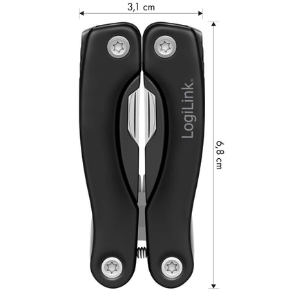 LogiLink 11-in-1 Multitool with Knife and Bottle Opener, Nylon Pouch